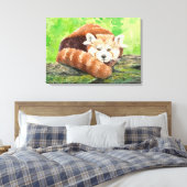 Rode panda canvas afdruk (Insitu (Slaapkamer))