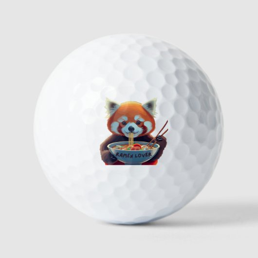 Rode panda die een kom ramen eet golfballen (Voorkant)