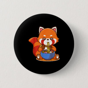 Rode panda die Ramen Japanse soep eet dierentuin d Ronde Button 5,7 Cm