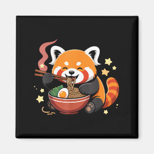 Rode panda die ramennoedels eet magneet