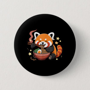 Rode panda die Ramennoedels eet Ronde Button 5,7 Cm