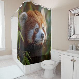 Rode panda douchegordijn