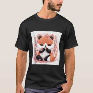 Rode Panda en Cherry Blossom thema Mooie stijl T-shirt