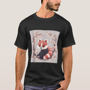 Rode panda en kersenbloesem scène mooi werk t-shirt