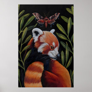 Rode Panda en Mot- Giclee Print van origineel