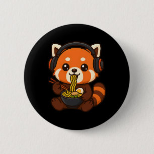 Rode Panda Gamer Eet Ramen Ronde Button 5,7 Cm