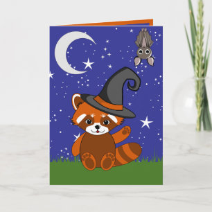 Rode Panda Halloween Vouwkaart Kaart
