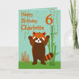Rode Panda Happy Birthday Age Gevouwen Wenskaart Kaart
