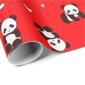 Rode Panda Hart Wrapping Papier (Rol Hoek)
