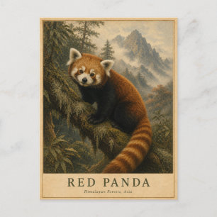 Rode Panda Himalaya Woud VINTAGE Briefkaart