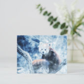  rode panda in de sneeuw feestdagenkaart (Staand voorkant)