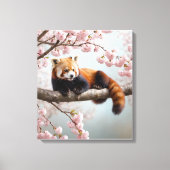 Rode panda in een kersenboom canvas afdruk (Voorkant)