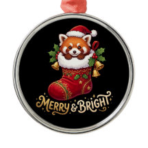 Rode panda in kerstsok Merry & Bright