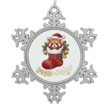 Rode panda in kerstsok Merry & Bright