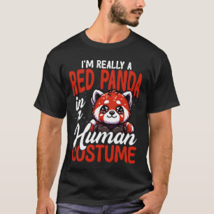 Rode panda in menselijke kostuum Grappige vintage T-shirt