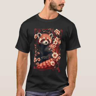 Rode Panda Japanse Kersenbloesem Bloem T-shirt