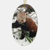 Rode panda keramisch ornament (Links)