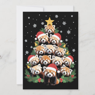 Rode Panda Kerstboom Grappig Dier Feestdagenkaart