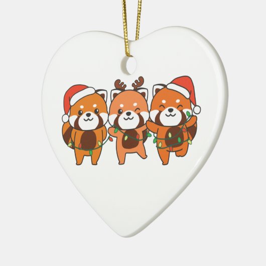 Rode panda-kerstdieren verknallen rode pandas-Cera Keramisch Ornament (Links)