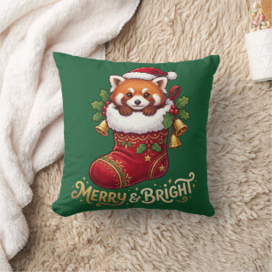 Rode Panda Kerstensok Merry & Bright Kussen