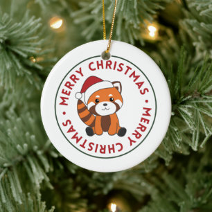 Rode panda-kerstsneeuw winterdieren Pandas-cer Keramisch Ornament
