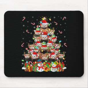 Rode Panda Kerstverlichting Boom Kerstman Rode Pan Muismat