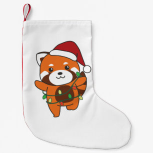 Rode panda-kerstwinter kleine kerstsok