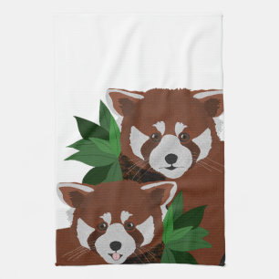 Rode Panda keukenhanddoek