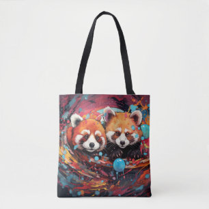 Rode Panda Kleurrijke Dier Betoverend Draagtas