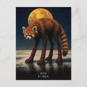 Rode Panda Lange Sokken gotische Surrealist Briefkaart