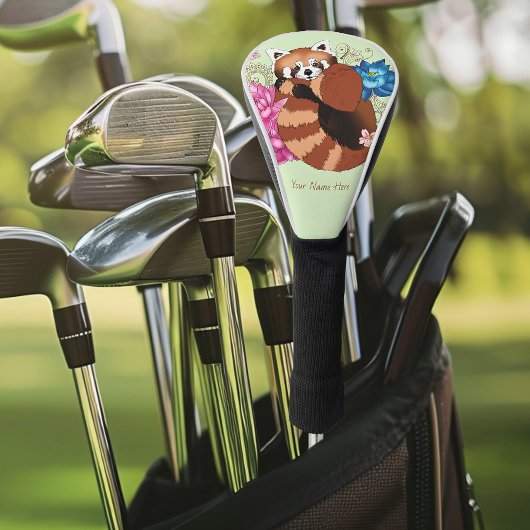 Rode Panda Lotus Bloemen Henna Golfheadcover