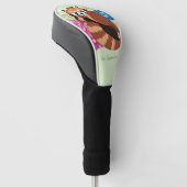 Rode Panda Lotus Bloemen Henna Golfheadcover (Schuin)