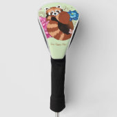 Rode Panda Lotus Bloemen Henna Golfheadcover (Voorkant)