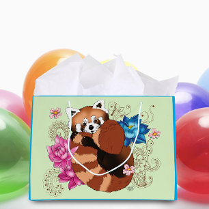 Rode Panda Lotus Bloemen Henna Groot Cadeauzakje