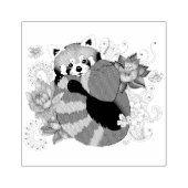 Rode Panda Lotus Bloemen Henna Rubberstempel (Afrduk)
