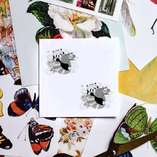 Rode Panda Lotus Bloemen Henna Rubberstempel