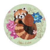 Rode Panda Lotus Bloemen Henna Snijplank (Voorkant)