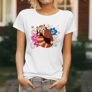 Rode Panda Lotus Bloemen Henna T-shirt