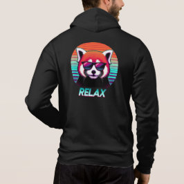Rode Panda met een zonnebril met het woord Relax Hoodie