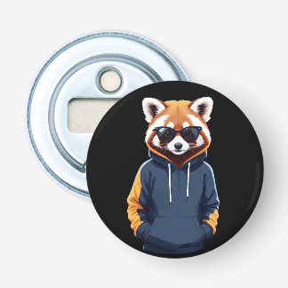 Rode panda met hoodie Grappig Cool Animal Vector Button Flesopener
