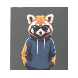Rode Panda met hoodie Grappige Cool Animal Music Notitieblok