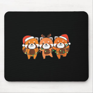 Rode panda met kerstmis muismat