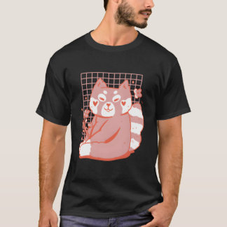 Rode panda met kleurrijke bloemen voor kind t-shirt