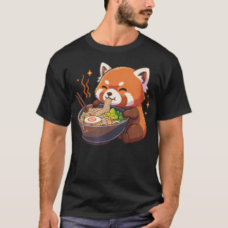Rode Panda Met Noedels Ramen Kawaii Rode Panda T-shirt