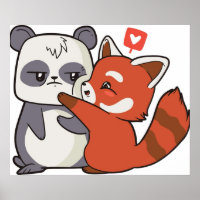 Rode panda met panda