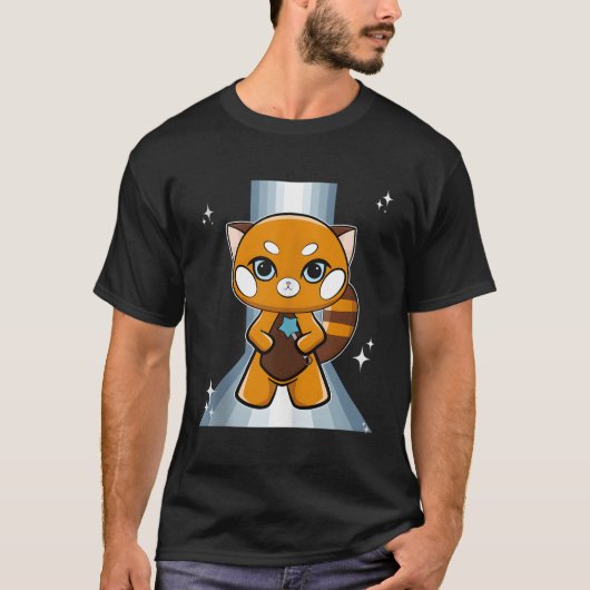Rode panda met scepter t-shirt (Voorkant)