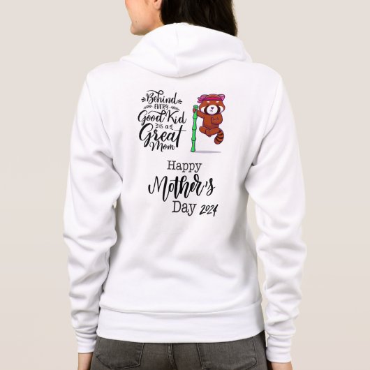 Rode panda moederdag 2024. hoodie (Achterkant)