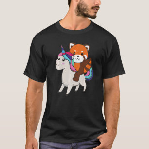 Rode panda op de regenboogdieren van de Unicorn T-shirt