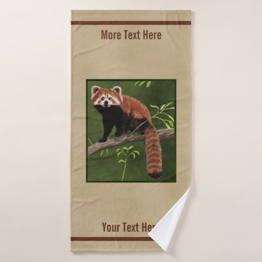 Rode Panda op oud papier Badhanddoek (Badhanddoek)