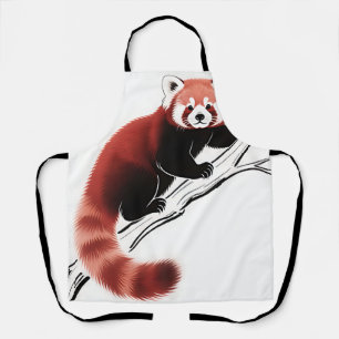 Rode panda op tak zittend schort